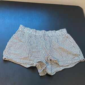 Women’s Elastic Waist Linen Striped Black and White Shorts